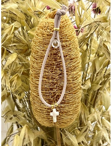 Pulsera cruz nácar pequeña...